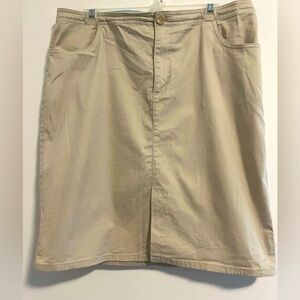 Classic Tan Khaki Knee-Length Skirt